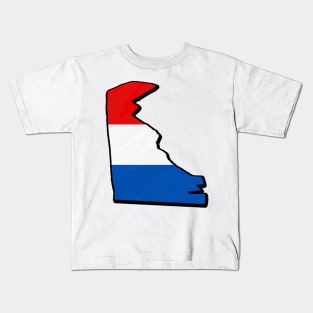 Red, White, and Blue Delaware Outline Kids T-Shirt